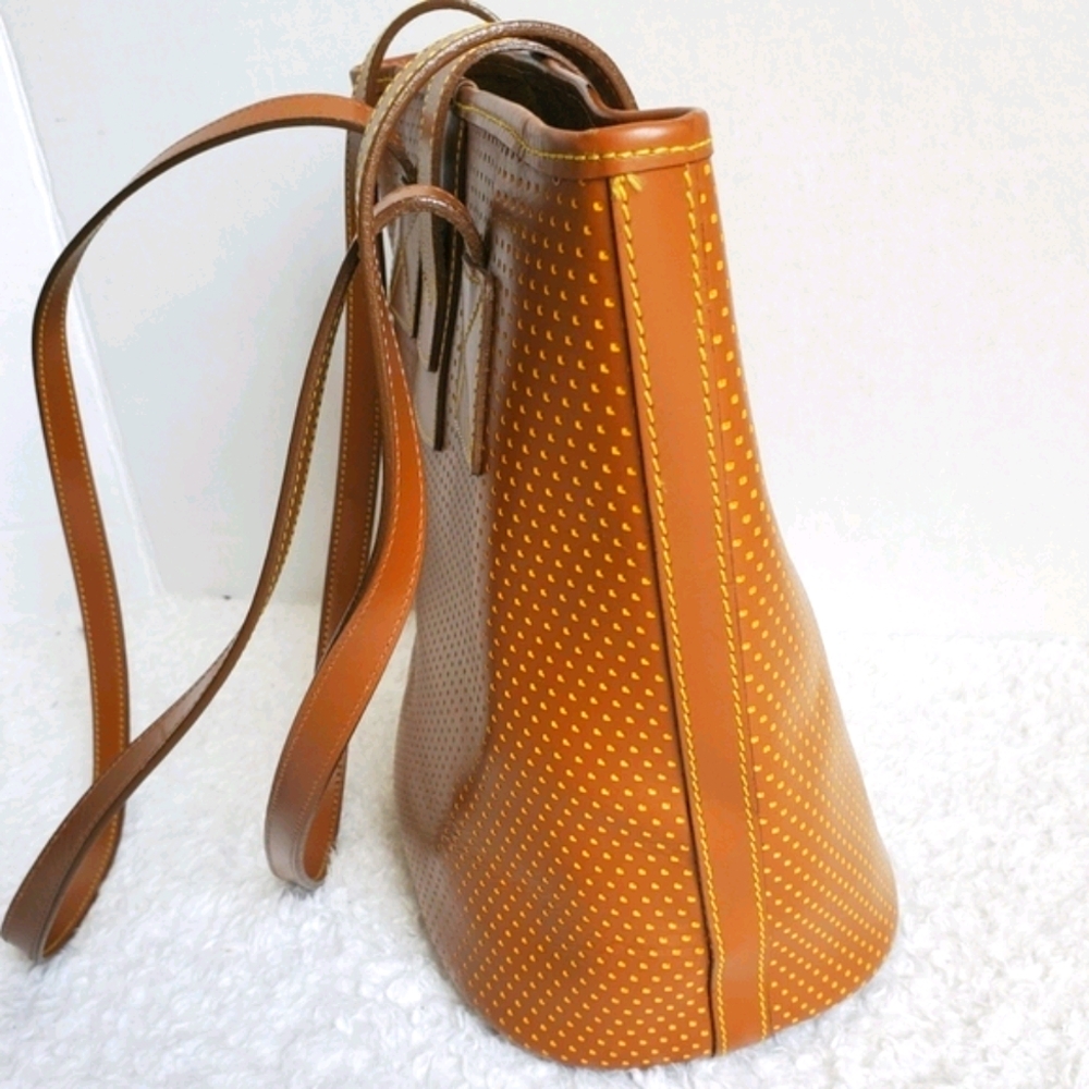 Dooney & Bourke Tan Perforated Leather Tote with Gold Hardware - Picture 2 of 8